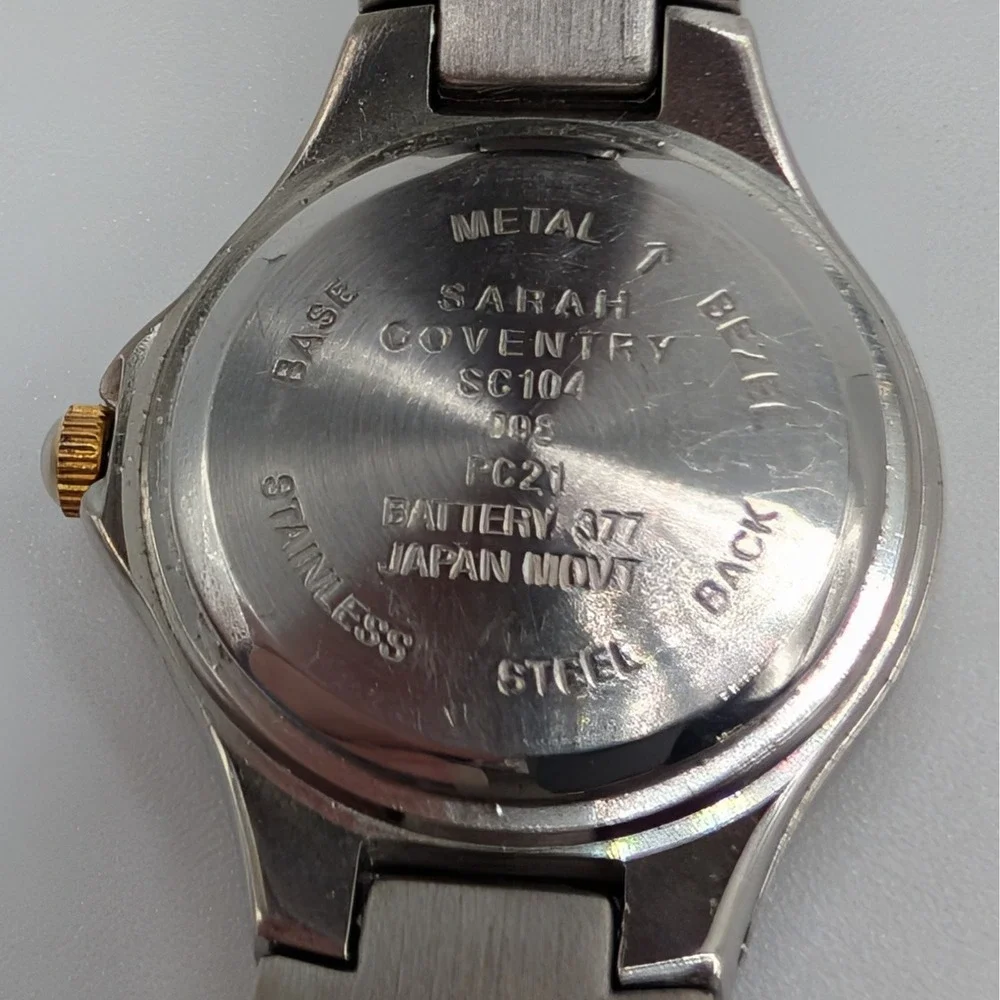 Sarah Coventry Blue Sunburst Dial Diamond‎ Accent Quartz Watch Two Tone 24mm